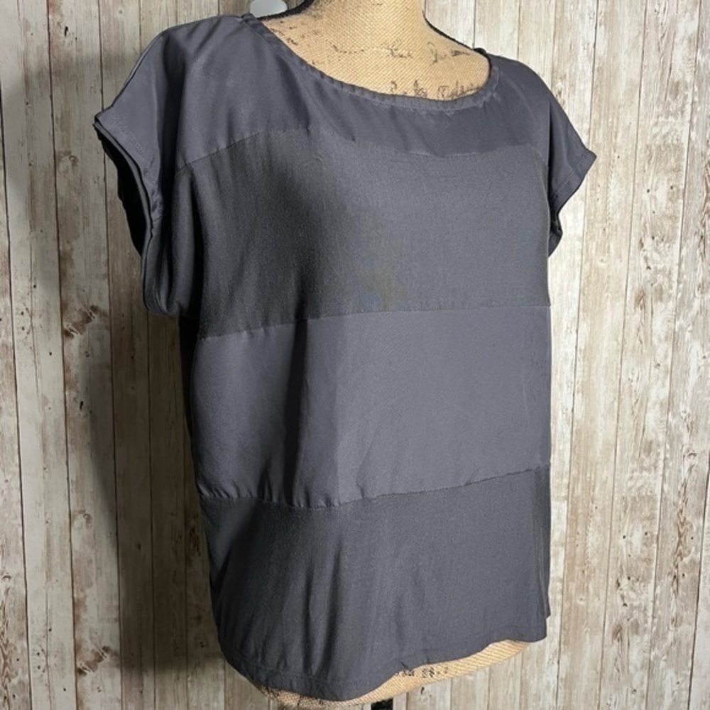 Chloe K Grey Striped Blouse